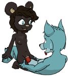  anthro bear canine dickgirl duo female female_on_top intersex knot mammal on_top piv wolf 