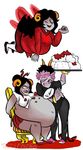  alien aradia_megido belly big_breasts black_hair breasts clothing damara_megido eyewear fangs female glasses grey_skin hair homestuck horn inflation long_hair marine meenah_peixes ms_paint_adventures overweight stuffing tastyc0l0rs 