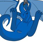  2014 aliasing animal_genitalia blue_eyes cloaca digital_media_(artwork) dragon female feral horn lolori looking_at_viewer nude presenting pussy pussy_juice reptile scalie solo trout_(artist) wet 
