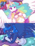  anthro anthrofied aries84 bedroom_eyes breasts butt clothed clothing cutie_mark equine female friendship_is_magic licking mammal midriff my_little_pony navel panties plushie princess_celestia_(mlp) princess_luna_(mlp) seductive skimpy tongue tongue_out underwear 