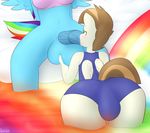  2014 animal_genitalia anthro anthrofied balls blue_fur breasts brown_eyes bulge clothing crossdressing cub dickgirl dickgirl_on_male duo equine featherweight_(mlp) friendship_is_magic fur hair horsecock intersex intersex_on_male lamiaaaa male mammal my_little_pony oral pegasus penis rainbow_dash_(mlp) sex tan_fur tight_clothing two_tone_hair wings young 