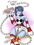  big_butt blue_hair blue_skin butt clothed clothing diaper female hair humanoid nani-works red_eyes skullgirls solo squigly stitches undead zombie 