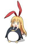  &gt;_&lt; amae_koromo animal_ears animated animated_gif bird blonde_hair bunny_ears chibi closed_eyes etopen kohinata_sora long_hair penguin saki solo stuffed_animal stuffed_penguin stuffed_toy |_| 