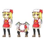  animated animated_gif blonde_hair flandre_scarlet hat lowres multiple_girls niconico one_side_up parody red_eyes thighhighs touhou transparent_background urushi wings 