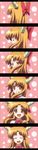  absurdres anime_coloring blonde_hair bow fang grin hair_bow happy highres horns ibuki_suika long_hair long_image mukai open_mouth red_eyes sequential smile tall_image touhou 