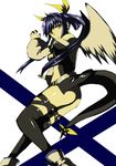  bad_id bad_pixiv_id blue_hair breasts cleavage dizzy guilty_gear hair_ribbon long_hair medium_breasts midriff ribbon solo tail thighhighs twintails wings yellow_eyes yosimura 