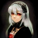  bad_id bad_pixiv_id flower hairband long_hair red_eyes rose rozen_maiden silver_hair solo suigintou tsurusaki_yuu 