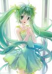 bow dress green_eyes green_hair hatsune_miku highres jane_mere long_hair solo twintails very_long_hair vocaloid 