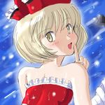  bare_shoulders blonde_hair flx hat lowres lyrica_prismriver short_hair solo touhou 