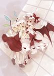  bad_id bad_pixiv_id bat_wings blonde_hair flandre_scarlet hat highres multiple_girls red_eyes remilia_scarlet rin_(royal) short_hair siblings side_ponytail sisters touhou wings 