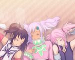  anise_tatlin bare_shoulders black_hair child crossover gloves jewelry lying meredy moshikuha_hiyako multiple_girls on_back pendant pink_hair presea_combatir purple_hair ribbon sleeping tales_of_(series) tales_of_eternia tales_of_symphonia tales_of_the_abyss twintails 