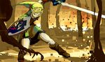  blonde_hair blue_eyes forest gloves hat link male_focus master_sword nature oom pointy_ears shield solo sword the_legend_of_zelda the_legend_of_zelda:_twilight_princess weapon 