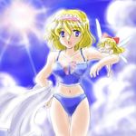  alice_margatroid bikini blonde_hair blue_eyes flx hairband lowres matching_shanghai shanghai_doll short_hair solo swimsuit touhou 