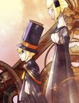  1girl artist_request blazblue blonde_hair cape carl_clover gears glasses hat nirvana puppet top_hat 