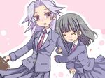  arm_hug blush kajiki_yumi mofmof_(sousa) multiple_girls saki school_uniform touyoko_momoko tsuruga_school_uniform 