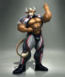  2014 abs anthro athletic biceps big_muscles blonde_hair blue_eyes boots bovine braford brown_fur brown_nipples bulge cattle clothing footwear fur hair horn huge_muscles looking_at_viewer male mammal muscles nipples open_mouth open_shirt pants pecs plain_background pose shirt solo standing suit teeth thong toned tongue 