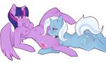  2014 antelon anthro breasts collar cunnilingus cutie_mark domination duo equine female female_domination friendship_is_magic horse lesbian lying mammal my_little_pony nipples nude on_back on_front oral plain_background purple_eyes sex trixie_(mlp) twilight_sparkle_(mlp) vaginal white_background wings 
