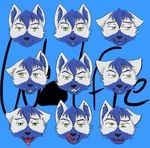  2014 anthro bluwolfie canine female fur hair mammal multiple_images smile solo tongue wolf 