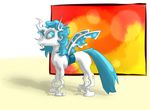  abstract_background albino ambiguous_gender blue_eyes blue_hair changeling equine fan_character feral hair languedoc mammal my_little_pony rami0cat solo wings 