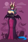  big_breasts blue_eyes blue_scales breasts brown_hair cleavage clothed clothing collar costume dragon drakthug facial_piercing fangs female gem gold hair halloween holidays horn lip_piercing norael piercing scar solo voluptuous wide_hips 