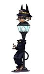  animal_ears blue_eyes cat_ears fangs female lamp looking_at_viewer ms._fortune official_art scar skullgirls solo trenchcoat 
