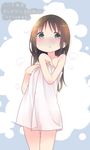  black_hair blush green_eyes highres honda_tamaki kuroba_u long_hair naked_towel solo standing stella_no_mahou towel 