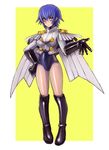  1girl blue_hair boots breasts gloves oomasa_teikoku persona persona_4 shirogane_naoto short_hair very_short_hair 