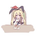  anchor_hair_ornament animal_ears blonde_hair bunny_ears cake christmas christmas_cake eating elbow_gloves fake_animal_ears food fork fruit gloves hair_ornament hairband hat kantai_collection long_hair lowres mikeco neckerchief plate sad sailor_collar santa_hat shimakaze_(kantai_collection) slice_of_cake solo strawberry strawberry_shortcake tears white_gloves 