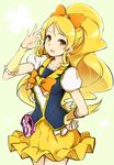  blonde_hair candy cure_honey earrings food hair_ornament hand_on_hip happinesscharge_precure! jewelry long_hair magical_girl minatsuki_randoseru oomori_yuuko precure skirt smile solo yellow_eyes 