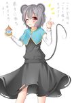  ;3 animal_ears belt bishamonten's_pagoda blush capelet dress grey_hair jewelry kyouran long_sleeves looking_at_viewer mouse_ears mouse_tail nazrin necklace one_eye_closed pointing pose red_eyes smile solo tail touhou translation_request 