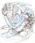  bad_id bad_pixiv_id chain color_trace colored_pencil_(medium) hat ichihara2929 jojo_no_kimyou_na_bouken kuujou_joutarou multiple_boys pointing stand_(jojo) star_platinum traditional_media 