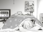  bookshelf bottle choujuu_gigaku game_console greyscale hair_ribbon jagabutter kasodani_kyouko kotatsu mario_kart monochrome mystia_lorelei nintendo pillow poster_(object) ribbon rumia sleeping solo super_famicom super_famicom_cartridge super_famicom_gamepad table television touhou water_bottle 