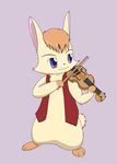  albino blue_eyes cute fur hair happy_happy_clover japanese lago lagomorph luna male mammal musical_instrument pixiv rabbit sayuri_tatsuyama short_fur solo vest violin yellow_fur 