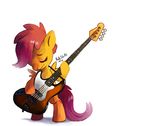  2012 cuteskitty equine eyelashes eyes_closed friendship_is_magic fur guitar hair horse mammal musical_instrument my_little_pony orange_fur plain_background pony purple_hair scootaloo_(mlp) solo standing young 