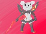  bear boots breasts camel_toe cosplay female kill_la_kill mammal navel paper scissors skirt solo sword teri the_amazing_world_of_gumball vono weapon 