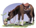  2019 brown_eyes brown_hair digital_media_(artwork) duo equine feral hair hooves horse korok mammal silfoe simple_background standing 