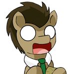  2015 alfa995 alpha_channel brown_fur brown_hair doctor_whooves_(mlp) friendship_is_magic fur hair looking_at_viewer mammal my_little_pony necktie shocked_expression solo 