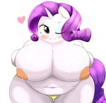  &lt;3 2015 anthro anthrofied big_breasts blush braffy breasts clothing equine eyeshadow female friendship_is_magic hair horn huge_breasts looking_at_viewer makeup mammal my_little_pony obese one_eye_closed overweight panties plain_background purple_hair rarity_(mlp) smile solo underwear unicorn white_background 