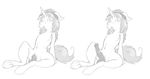  2015 animal_genitalia backsash balls clothing equine erection fan_character feral hair hat horn horse horsecock long_hair looking_at_viewer male mammal monochrome my_little_pony penis pony sitting sketch solo tongue tongue_out unicorn 