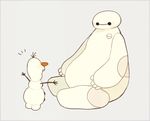  bad_id bad_pixiv_id baymax big_hero_6 carrot company_connection crossover disney frozen_(disney) no_humans olaf_(frozen) open_mouth simple_background sitting snowman 