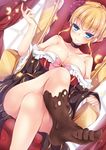  bad_id bad_pixiv_id bare_shoulders beatrice blonde_hair blue_eyes blush bow breasts bug butterfly chair chocolate_on_foot choker cleavage crossed_legs dress feet insect large_breasts murasakigo pink_bow pipe short_hair sitting smile solo umineko_no_naku_koro_ni 