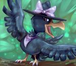  avian beak bird caindra crow feathered_wings feathers hat murkrow nintendo open_beak open_mouth pok&eacute;mon red_eyes video_games winged_arms wings 