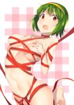  7zu7 censored green_hair hairband hands_on_own_chest idolmaster idolmaster_(classic) looking_at_viewer mole mole_under_mouth nude open_mouth orange_eyes otonashi_kotori ribbon short_hair solo 
