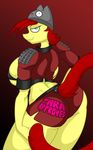  2015 anthro big_breasts big_butt bra breasts butt clothing english_text equine fan_character female green_eyes hair hat horse jacket jrvanesbroek mammal my_little_pony pony red_hair shorts side_boob slit_pupils solo spikes studs text underwear 