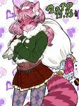  cat christmas_hat christmas_pack eyes_closed furry grin purple_hair smile tongali_goat 