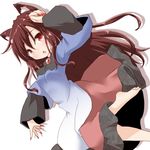  :o animal_ears barefoot brown_hair dress fingernails frilled_dress frills imaizumi_kagerou jpeg_artifacts long_fingernails long_hair natsu_no_koucha red_eyes simple_background solo touhou white_background wolf_ears 