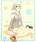  bad_id bad_pixiv_id blue_eyes blush hood hood_down hoodie open_mouth original sakakidani silver_hair solo 