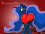  &lt;3 blue_eyes blue_fur blue_hair blush clothing equine feathers female friendship_is_magic fur hair holidays hooves horn long_hair looking_at_viewer looking_back mammal miniferu my_little_pony panties presenting princess_luna_(mlp) raised_tail rear_view smile solo text tongue underwear valentine&#039;s_day winged_unicorn wings 