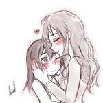  2girls aosora_(mizore) blush child kiss loli multiple_girls one_eye_closed siblings sisters yuri 