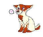  &lt;3 &lt;3_eyes blush canine cute dog feral fur mammal orange_fur plain_background purple_eyes solo 